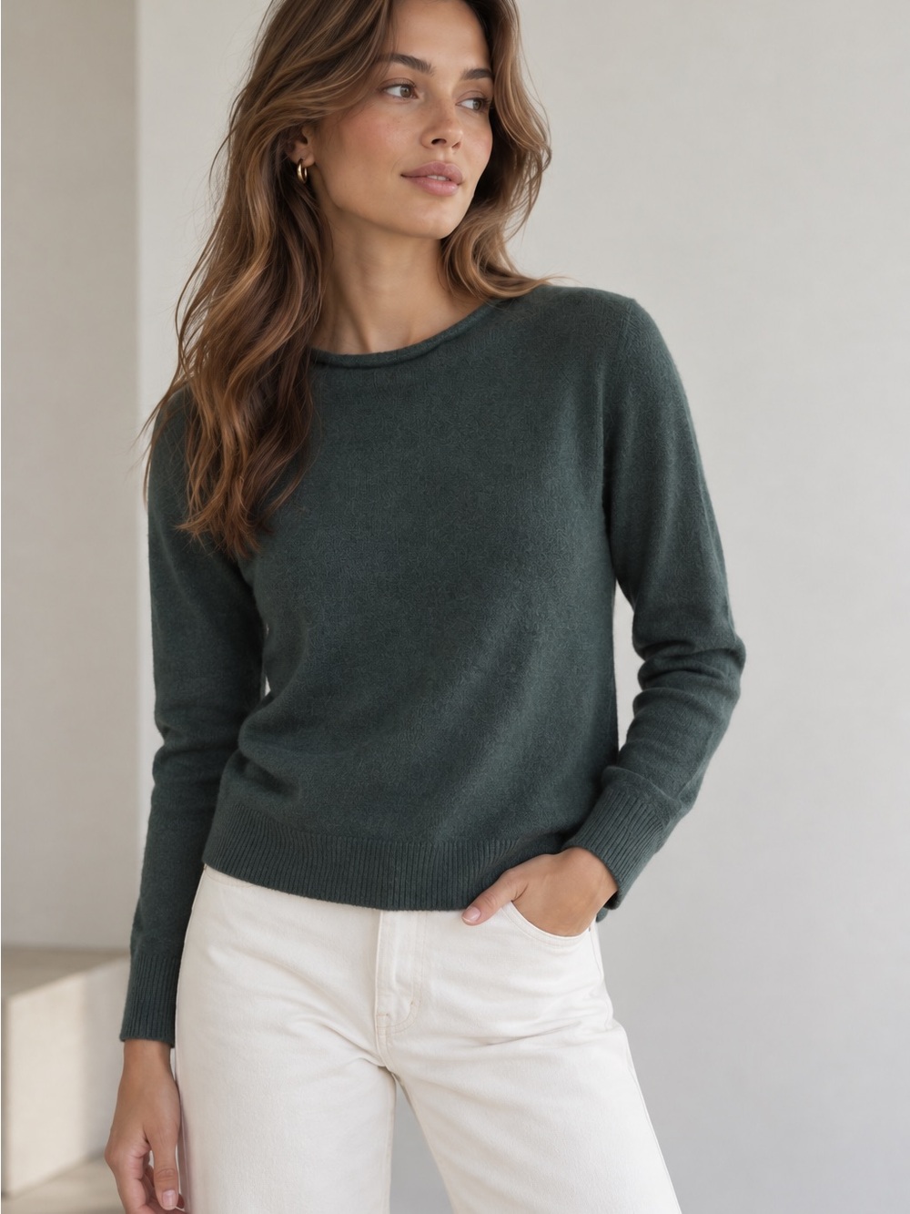 Quince 100% Mongolian Cashmere Sweater XS Roll-Edge Neck Quiet Luxury